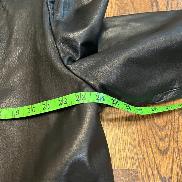 Vintage Saks Fifth Avenue Black Leather Coat Blazer Jacket Womens Size 12‎ - Picture 10 of 16